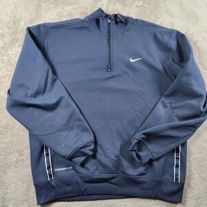 Nike Therma Fit Men's Navy Blue Quarter Zip Long Sleeve Pullover Sweatshirt L